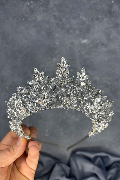Limelia Transparent Gray Nature Beaded Bridal Henna Crown Bridal Hair Accessory