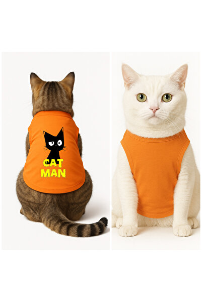 Buddy Store Cat Outfit Clothes Singlet - Catman Printed Orange Singlet - Size XL
