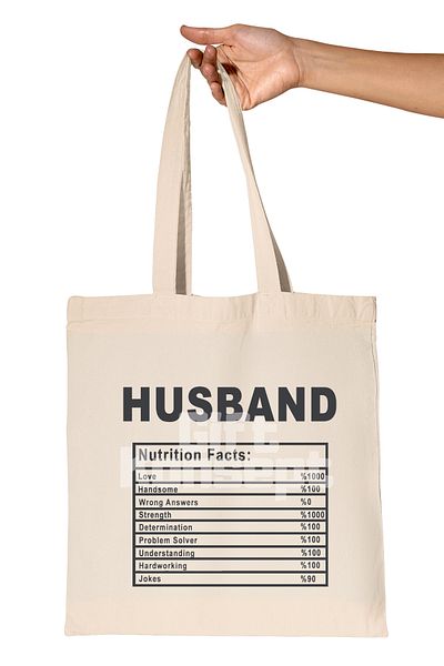 giftkonsept Husband Nutrition Facts Printed Husband and Wife Gift Organic Raw Cloth Bag
