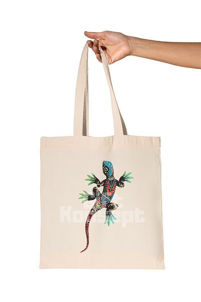 giftkonsept Exotic Chameleon Printed Gift Organic Raw Cloth Bag