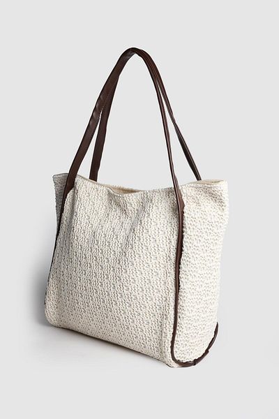 La La'Graccio Paris Lagraccio Paris Women's Aceo Straw-Knitted Oversized Shoulder Bag Knitted Cream Coffee