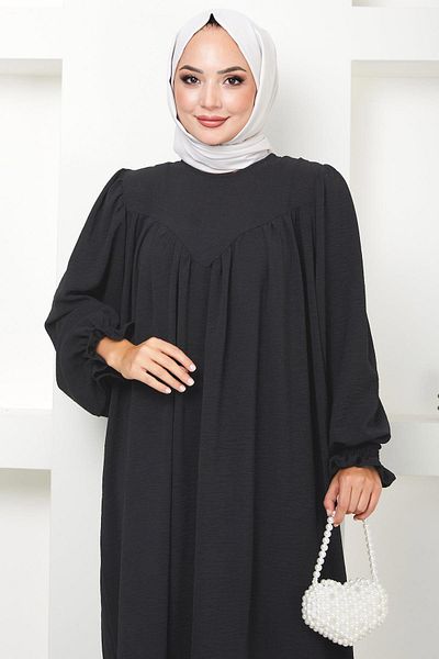 hafsamina Gathered Robe Dress Anthracite Hm2501