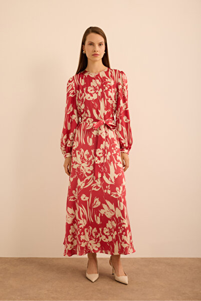 Aker Çiçek Desenli İnce dokuma Elbise