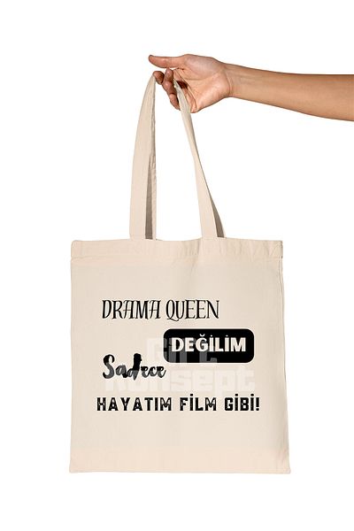 giftkonsept Drama Queen Not Me No:1 Printed Gift Organic Raw Cloth Bag