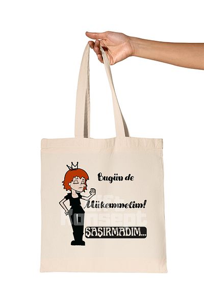 giftkonsept I'M Perfect Today Printed Gift Organic Raw Cloth Bag