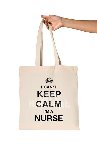 giftkonsept Keep Calm Nurse Printed Nurse Organic Raw Cloth Bag