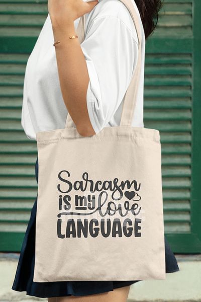 giftkonsept Sarcasm Is My Love Language Sarcasm Love Language Printed Gift Organic Raw Cloth Bag