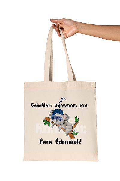 giftkonsept Printed Gift Organic Raw Cloth Bag for Paying Money for Waking up in the Mornings