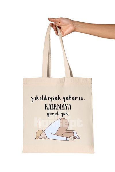 giftkonsept If We Are Destroyed, We Lie Down. No Need to Get up Printed Gift Organic Raw Cloth Bag