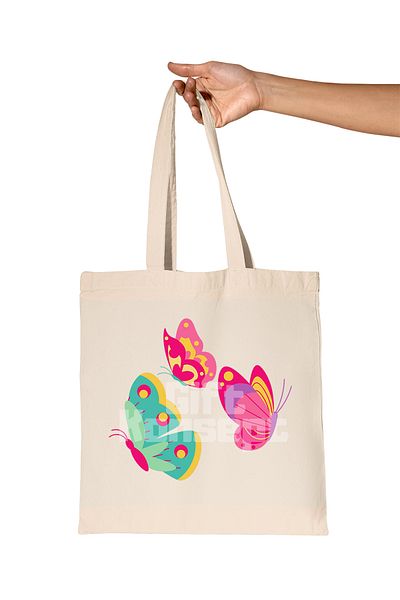 giftkonsept Colorful Butterflies Printed Gift Organic Raw Cloth Bag