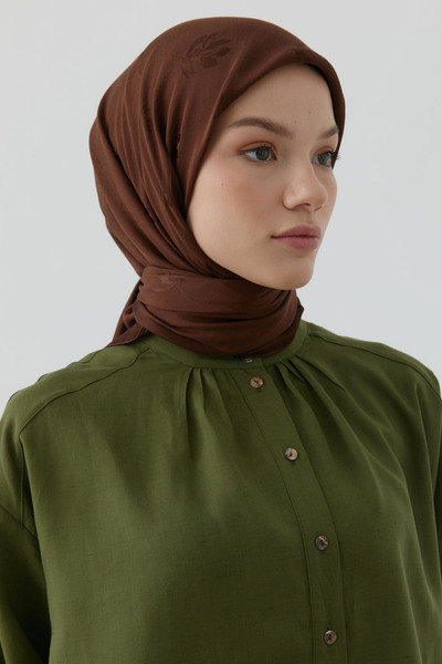 Tuğba Buket Jakar Naturel Eşarp - Acı Kahve