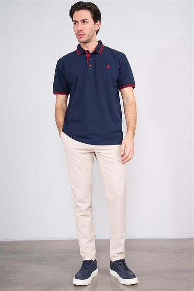 Çetinkaya Chester Polo 3894 Men's Polo Neck 30/1 Combed Cotton Pique T-Shirt Dark Navy Blue
