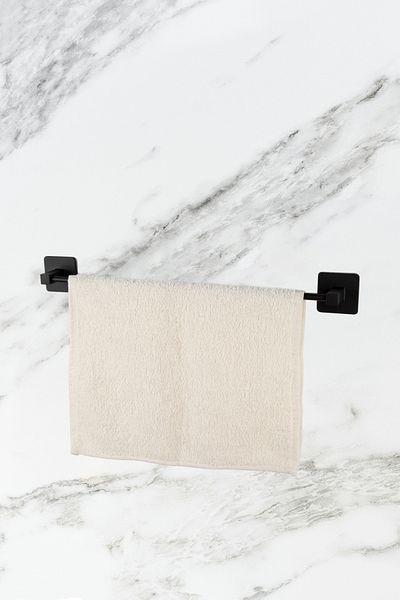 UG Home Black Bathroom Shower Shelf Adhesive Long Towel Holder Outdoor Adhesive Toilet Paper Holder Set of 3