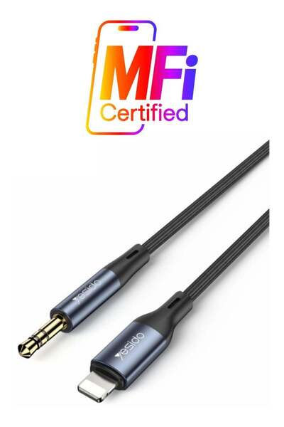 Yesido Nylon Braid IP To 3.5mm Pin Jack Aux Cable for Mobile Phone | Car Audio Cable Headphone Aux C