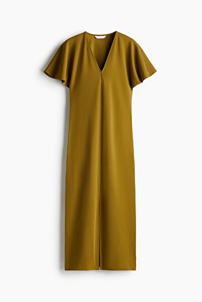 H&M V Yakalı İnterlok Elbise