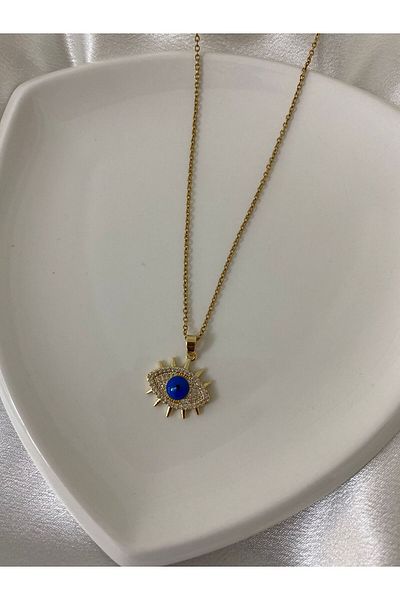 stainless steell Zircon Stone Eye Figure Steel Necklace