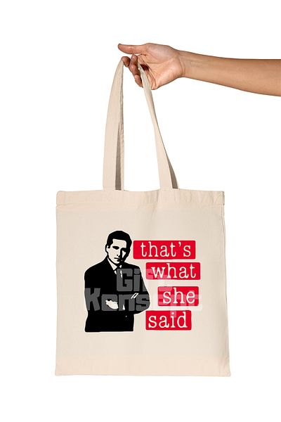 giftkonsept That's What She Said Red Michael Scott Printed the Office Organic Raw Cloth Bag