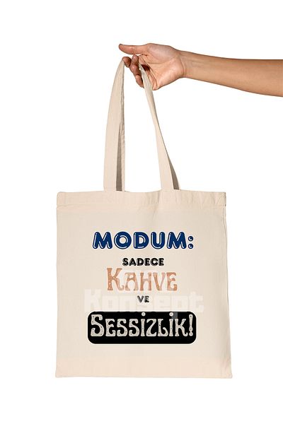 giftkonsept Modum Only Coffee and Silence Printed Gift Organic Raw Cloth Bag