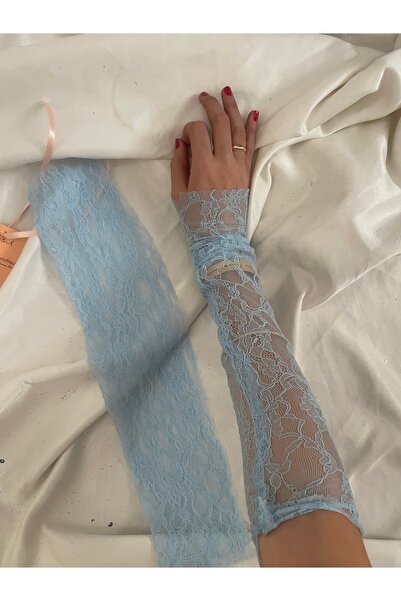 Nurcanilirboutique Bebe mavisi dantel eldiven kolluk