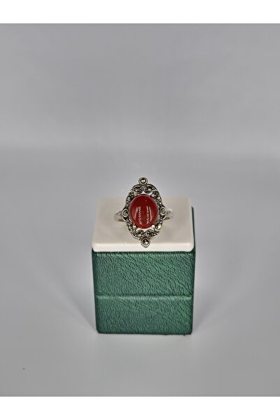 collawood Kırmızı Akik Taşlı Gümüş Yüzük
