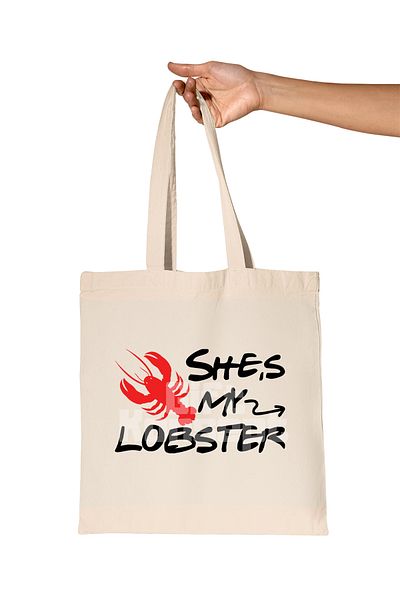 giftkonsept She's My Lobster Printed Friends Organic Raw Cloth Bag