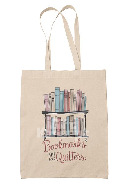 giftkonsept Bookmarks Are for Quitters Written Funny Book Lover Printed Gift Organic Raw Cloth Bag