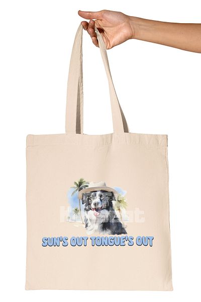 giftkonsept Suns Out Tongues Out Funny Dog Sun Enjoyment Printed Gift Organic Raw Cloth Bag