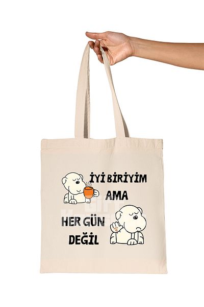 giftkonsept I'M Good but Not Every Day Printed Gift Organic Raw Cloth Bag