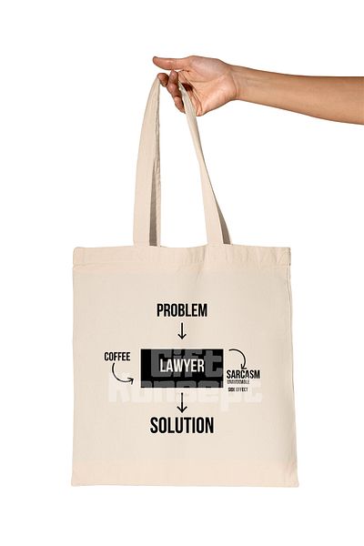 giftkonsept Lawyer Lawyer'Problem, Coffee, Sarcasm, Solution' Printed Lawyer Organic Raw Cloth Bag
