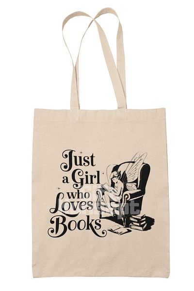 giftkonsept Just a Girl Who Loves Books Printed Book Lover Girl Printed Gift Organic Raw Cloth Bag
