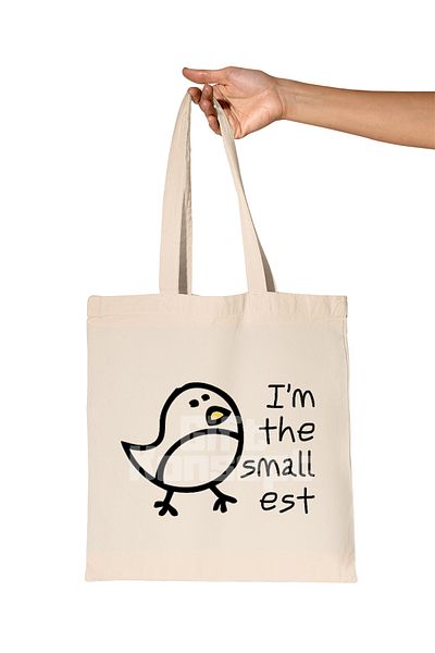giftkonsept I'M the Smallest Mini Bird Printed Gift Organic Raw Cloth Bag