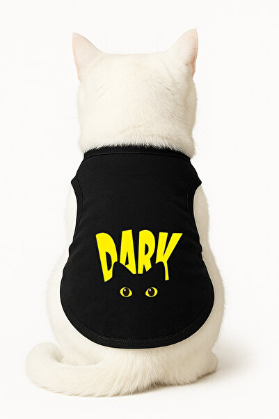 Buddy Store Cat Outfit Clothes Singlet - Darky Printed Black Singlet - Size L