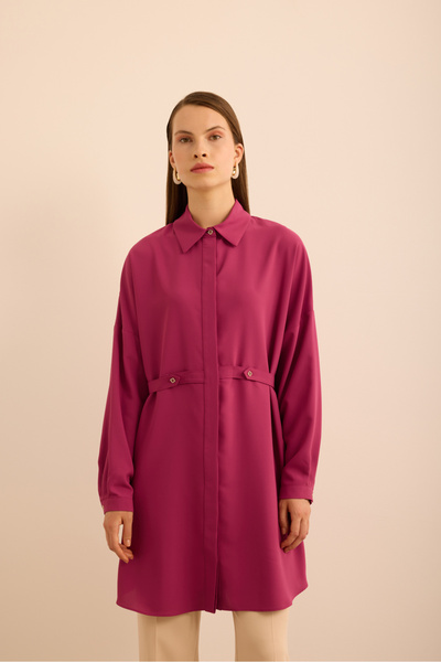 Aker Önden Apolet Detaylı Dokuma Tunik