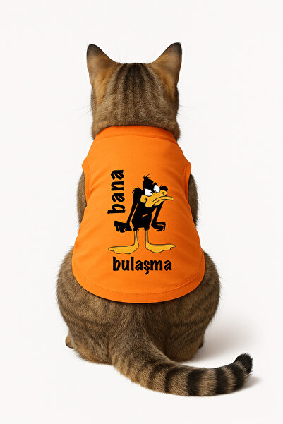 Buddy Store Cat Outfit Clothes Singlet - Finding Printed Orange Singlet - Size L