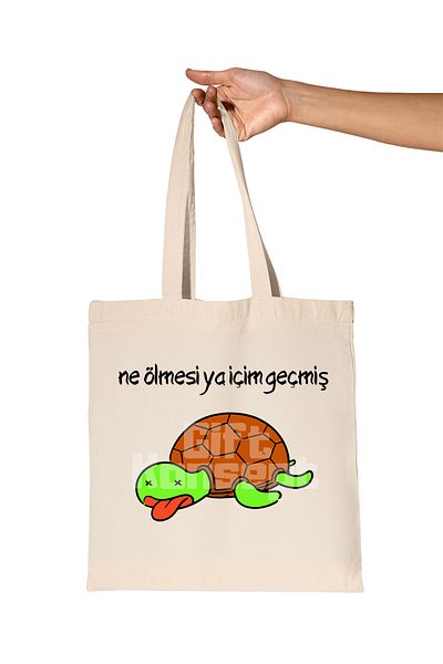 giftkonsept What to Die for - Past-Turtle Funny Printed Gift Organic Raw Cloth Bag