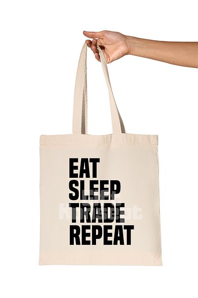 giftkonsept Eat Sleep Trade Repeat Printed Gift Organic Raw Cloth Bag
