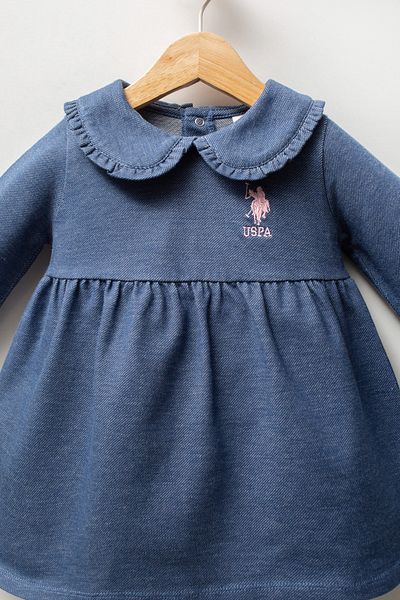 U.S. Polo Assn. Licensed Baby Girl Denim Doll Collar Dress