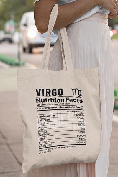 giftkonsept Virgo Virgo Nutrition Facts Humorous Printed Gift Organic Raw Cloth Bag