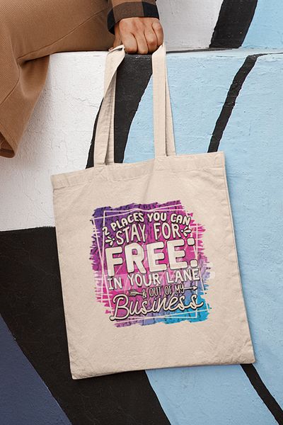 giftkonsept 2 Places Free: Your Lane & Business Funny Printed Gift Organic Raw Cloth Bag
