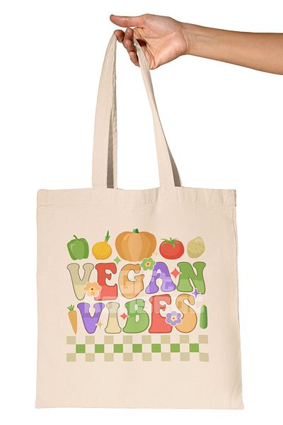 giftkonsept Vegan Vibes Stylish Modern Printed Gift Organic Raw Cloth Bag