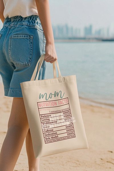 giftkonsept Mom Nutrition Facts Fun Mother's Day Printed Gift Organic Raw Cloth Bag