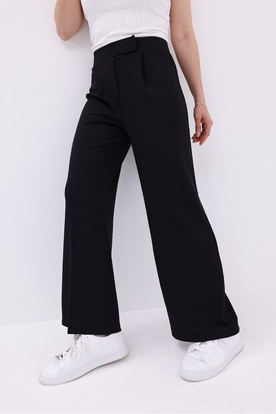 aytenli High Waist Front Pleated Velcro Closure Plus Size Seersucker Palazzo Pants