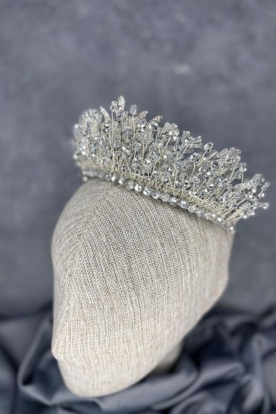 Limelia Silver Livan Beaded Bridal Henna Crown Hair Accessory