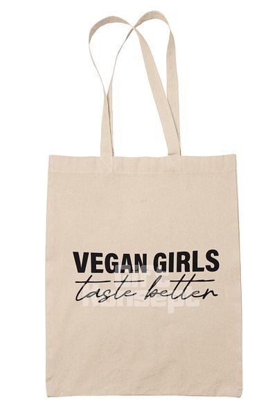 giftkonsept Vegan Girls Taste Better Printed Gift Organic Raw Cloth Bag