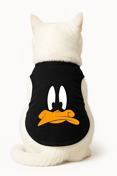 Buddy Store Cat Outfit Clothes Singlet - Duffy Printed Black Singlet - Size L