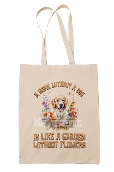 giftkonsept A House Is Not a Home Without a Dog Printed Gift Organic Raw Cloth Bag