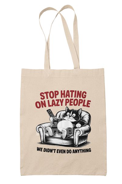 giftkonsept Cat Funny Humorous Cat Lover Cat Owner Fun Printed Gift Organic Raw Cloth Bag