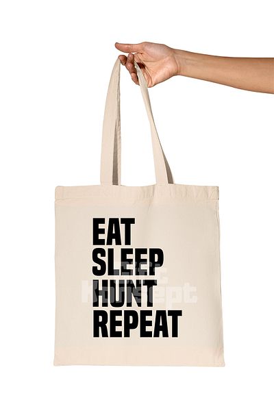 giftkonsept Eat Sleep Hunt Repeat Printed Gift Organic Raw Cloth Bag