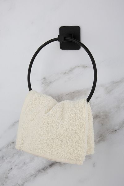 UG Home Black Bathroom Shower Shelf Adhesive Circle Towel Holder Outdoor Adhesive Toilet Paper Holder Set of 3