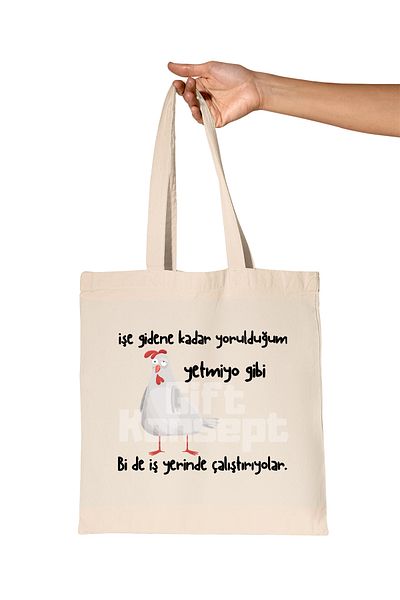 giftkonsept They Run Business on the Job-Chicken Funny Printed Gift Organic Raw Cloth Bag